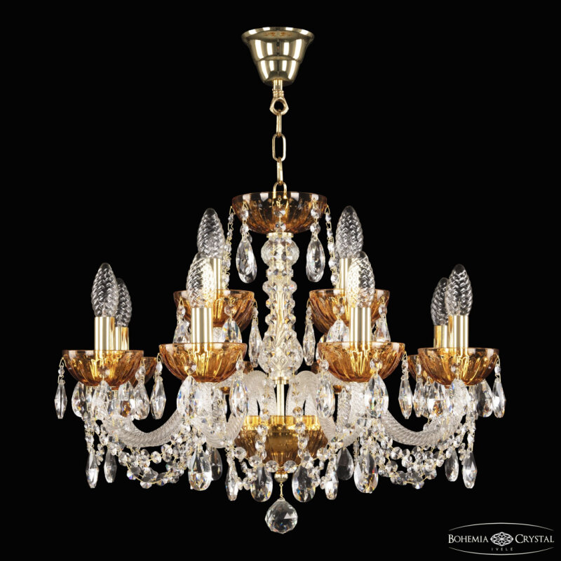 Подвесная люстра Bohemia Ivele Crystal 5402 5402/8+4/195 G Amber/M-1H