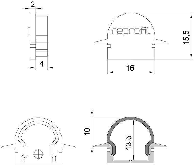 Набор заглушек для профиля (10 шт.) Deko-Light R-ET-01-10 белый 979540