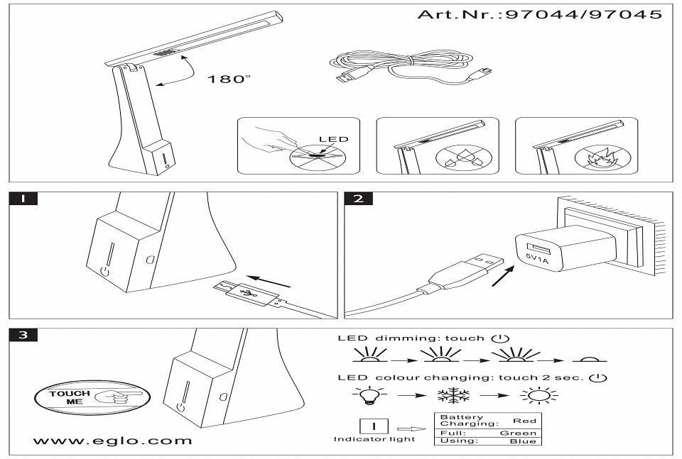 Настольная лампа офисная Eglo La Seca 3.3 Вт белая 97044