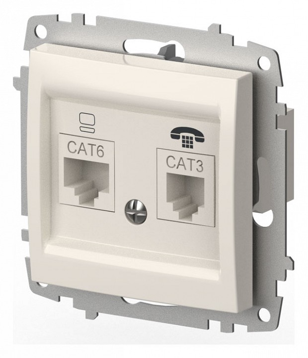 Розетка двойная RJ-12 и Ethernet RJ-45, без рамки Elbi Eleсtriс Zena Vega 609-010200-249