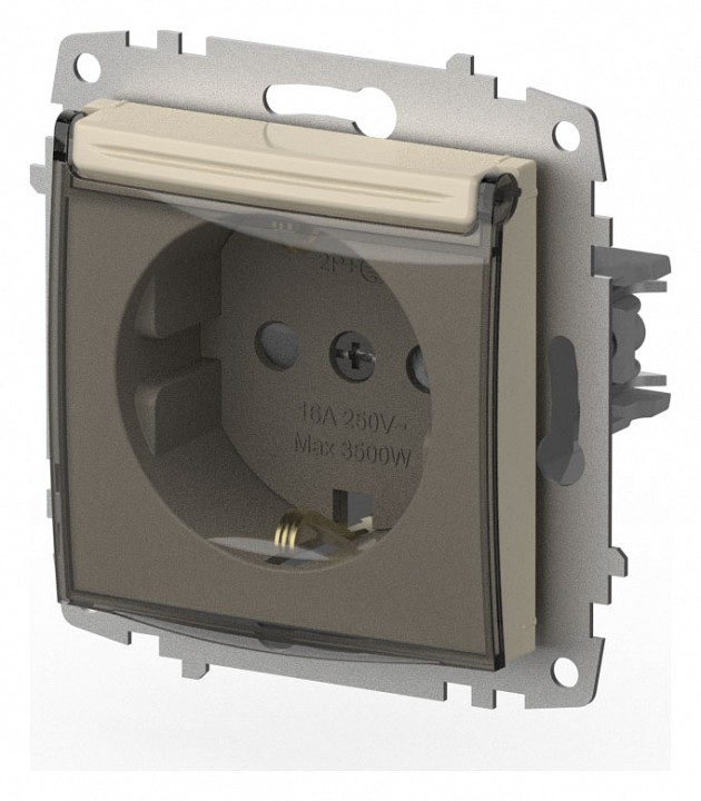 Розетка с заземлением и со шторкой, без рамки с крышкой Elbi Eleсtriс Zena Vega 609-010300-219