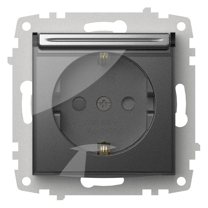 Розетка с заземлением и со шторкой, без рамки с крышкой Elbi Eleсtriс Zena Vega 609-011000-219