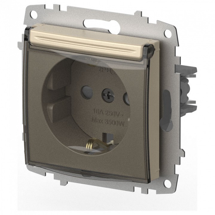 Розетка с заземлением и со шторкой, без рамки с крышкой Elbi Eleсtriс Zena Vega 609-012500-219