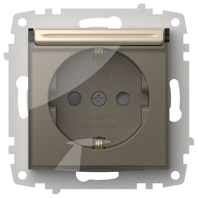 Розетка с заземлением и со шторкой, без рамки с крышкой Elbi Eleсtriс Zena Vega 609-012500-219