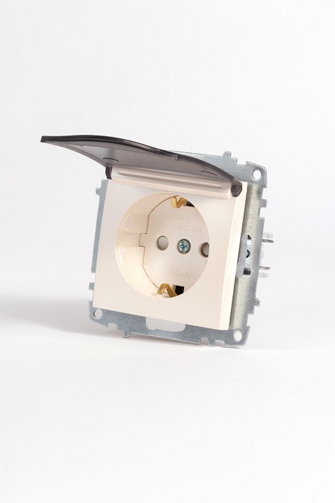 Розетка с заземлением и со шторкой, без рамки с крышкой Elbi Eleсtriс Zena Vega 609-012500-219