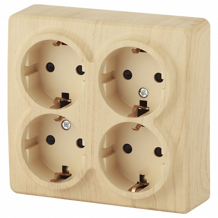 Розетка четверная с заземлением и со шторками Эра Эра Эксперт 11-2211-11