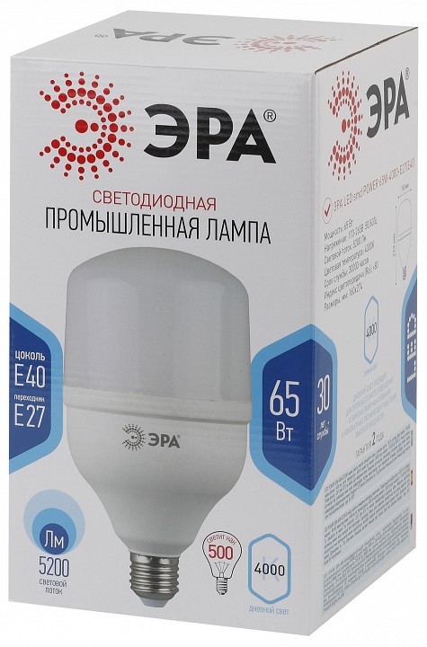 Лампа светодиодная Эра Стандарт LED POWER T160-65W-4000-E27/E40