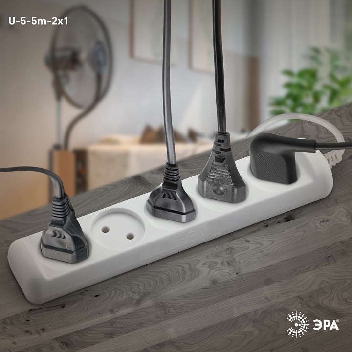 Удлинитель Эра  U-5-5m-2x1