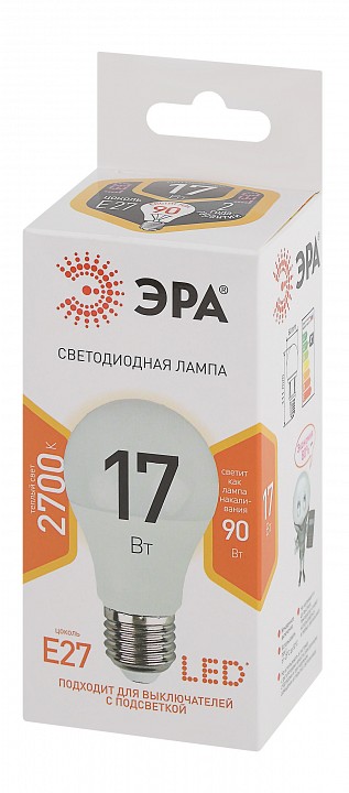 Лампа светодиодная Эра Стандарт LED A60-17W-827-E27