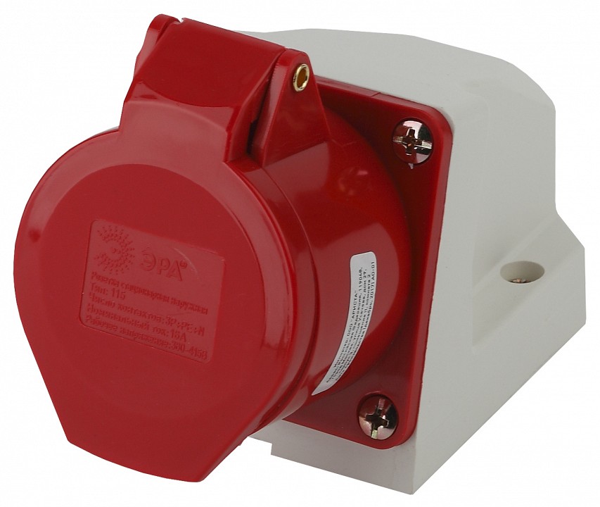 Розетка с заземлением ЭРА R(OUT)-16-3P-PE-N-IP44