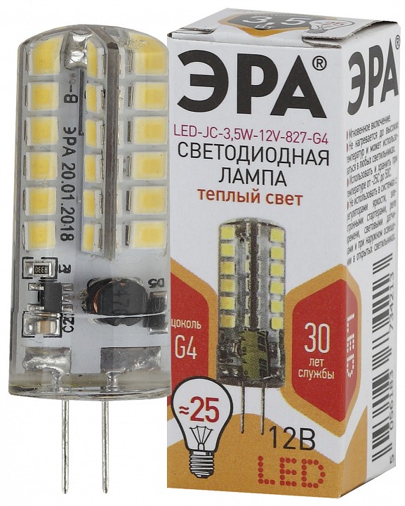 Лампа светодиодная Эра Стандарт LED JC-3,5W-12V-827-G4
