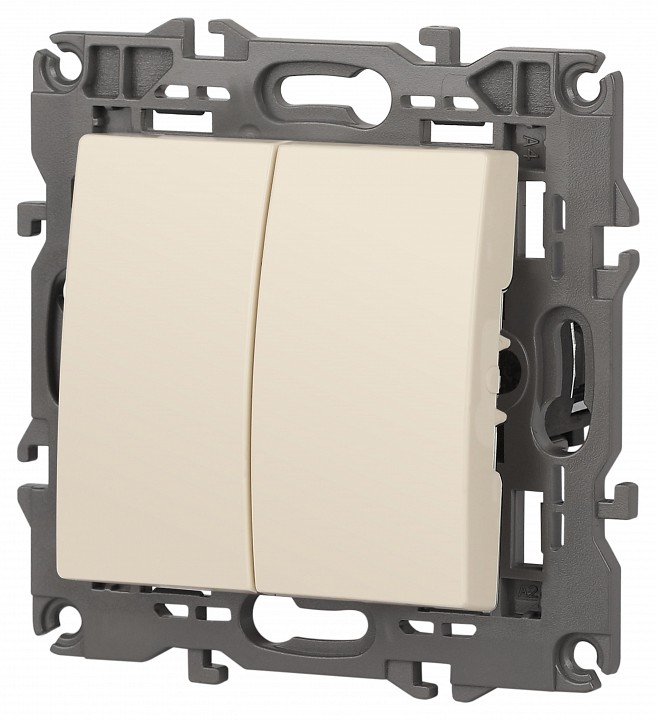 Выключатель двухклавишный без рамки Эра Эра Elegance 14-1104-02