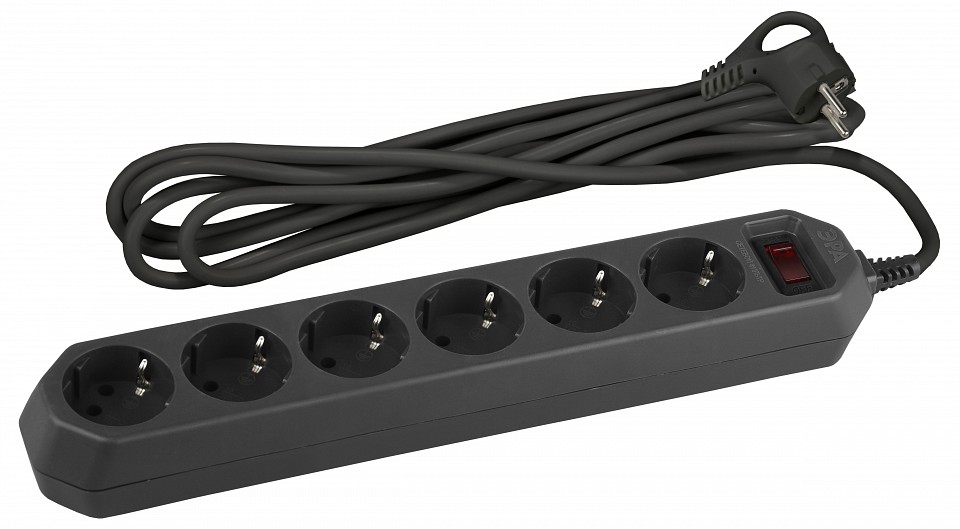 Удлинитель с выключателем Эра  USF-6es-1,5m-B-BOX