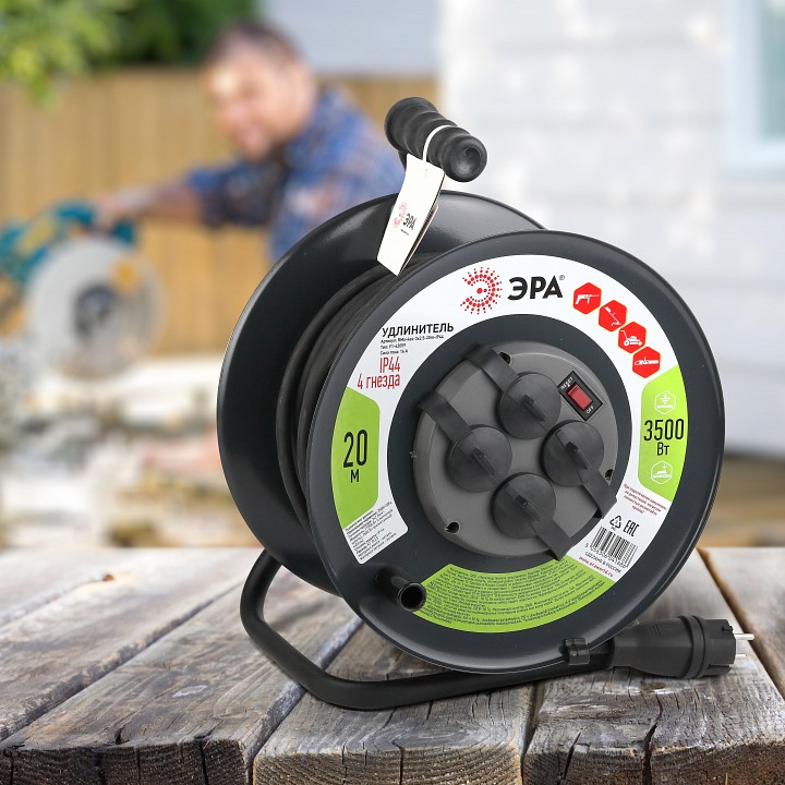 Удлинитель Эра  RMx-4es-3x2.5-20m-IP44(KG)