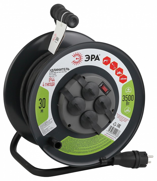 Удлинитель Эра  RMx-4es-3x2.5-30m-IP44(KG)