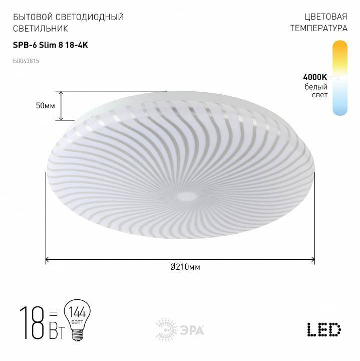 Накладной светильник Эра Slim SPB-6 Slim 8 18-4K