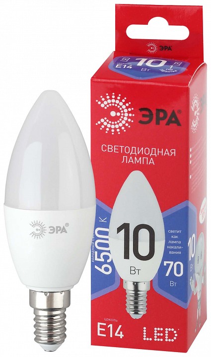 Лампа светодиодная Эра  E14 10Вт 6500K LED B35-10W-865-E14 R