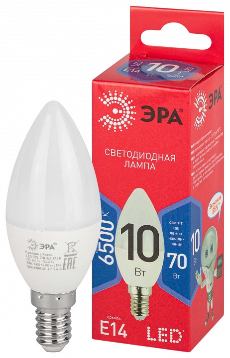 Лампа светодиодная Эра  E14 10Вт 6500K LED B35-10W-865-E14 R
