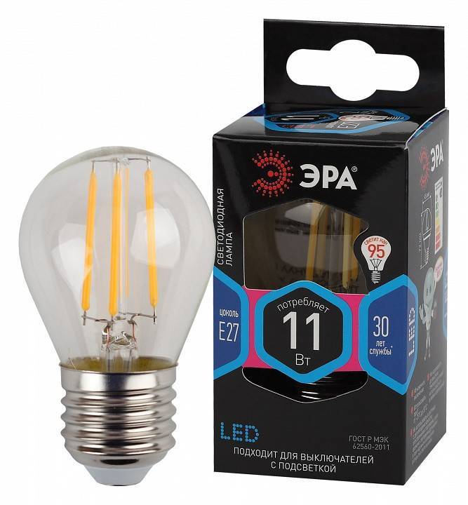 Лампа светодиодная филаментная ЭРА F-LED A60 11 Вт E27 4000 K Б0047015