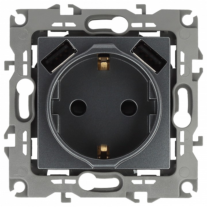 Розетка с заземлением и со шторкой и 2хUSB, без рамки Эра Эра 12 12-4109-12