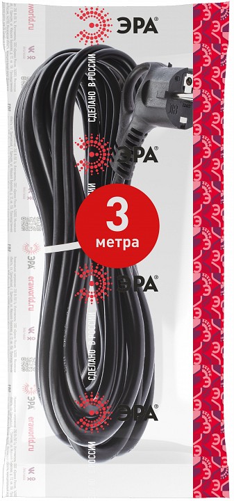 Сетевой провод ЭРА U-3x1,5-3m-B 3x1.5 мм² 3 м черный U-3x1,5-3m-B