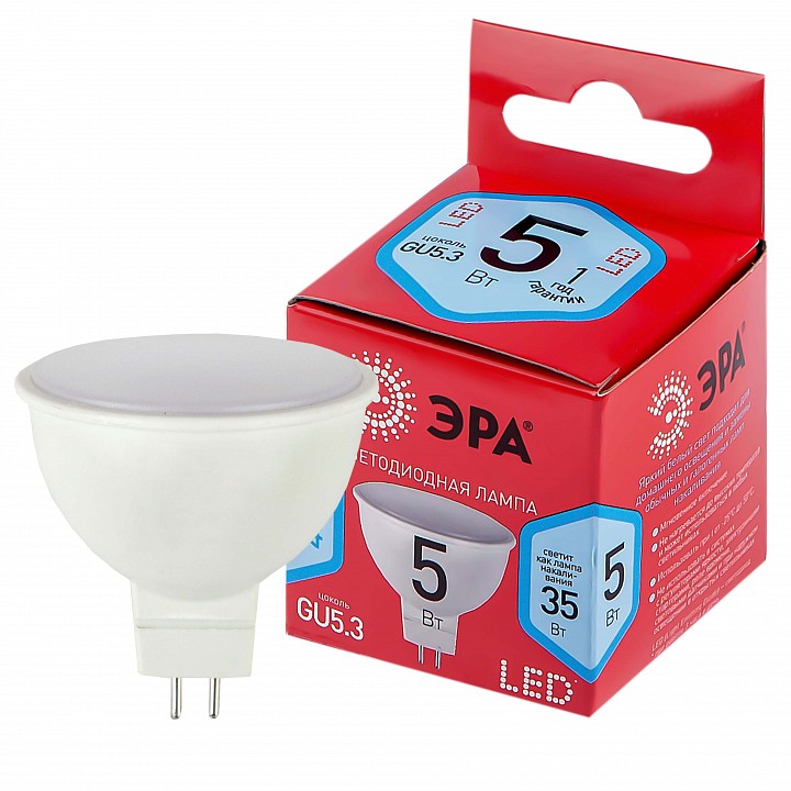 Лампа светодиодная Эра  LED MR16-5W-840-GU5.3 R