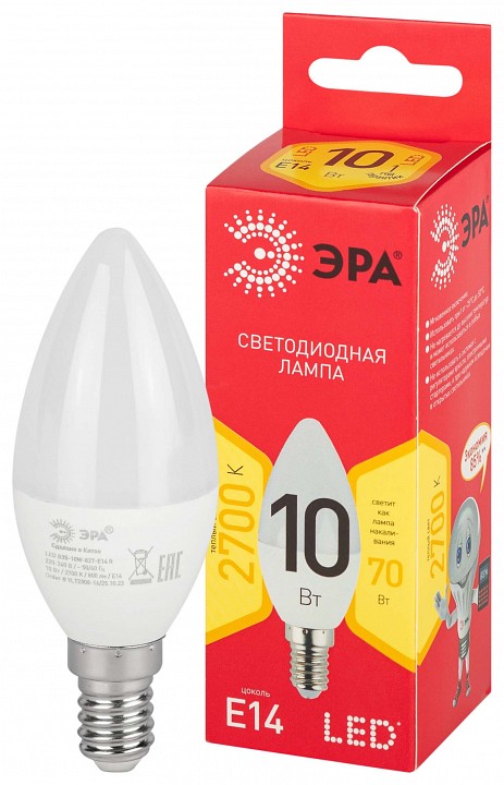 Лампа светодиодная Эра  LED B35-10W-827-E14 R