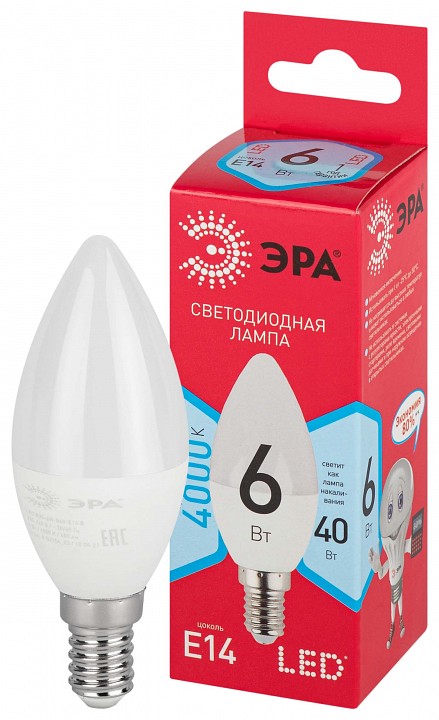 Лампа светодиодная Эра  LED B35-6W-840-E14 R