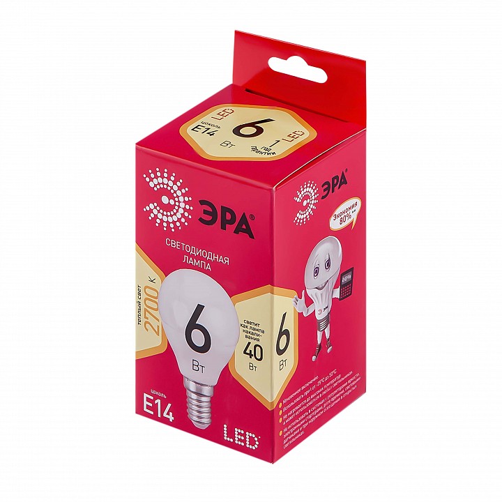 Лампа светодиодная Эра  LED P45-6W-827-E14 R