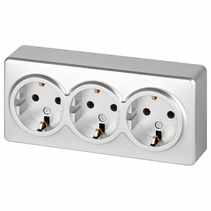 Розетка тройная с заземлением и со шторками Эра Эра Эксперт 11-2208-03