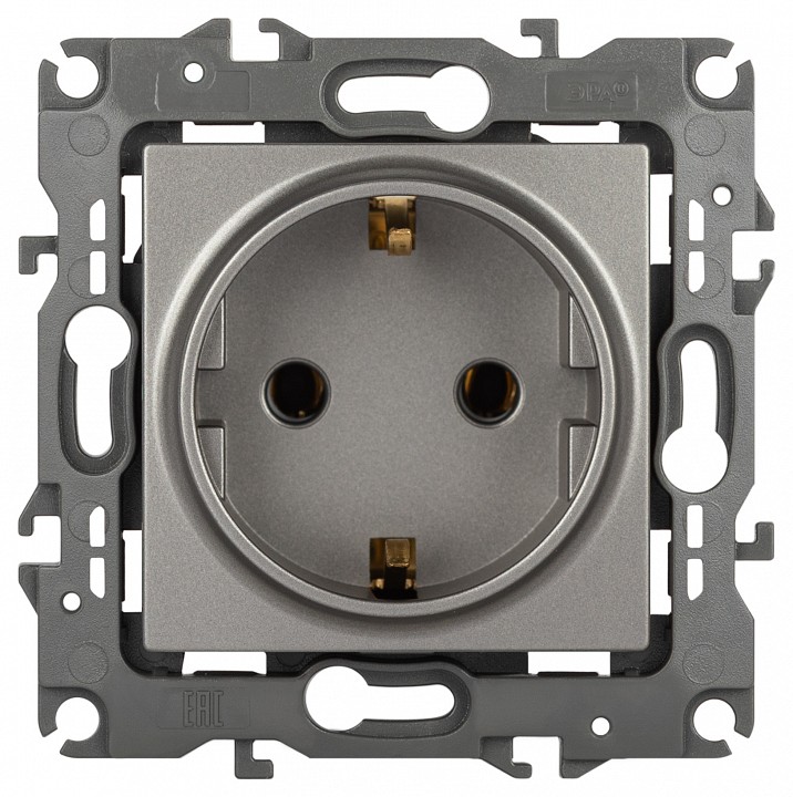 Розетка с заземлением и со шторкой, без рамки Эра Эра 12 12-2101-16