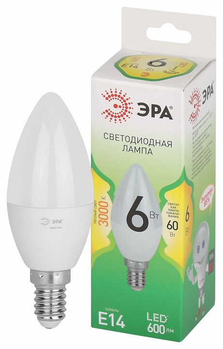 Лампа светодиодная Эра Green Line LED B35-6W-830-E14 GL