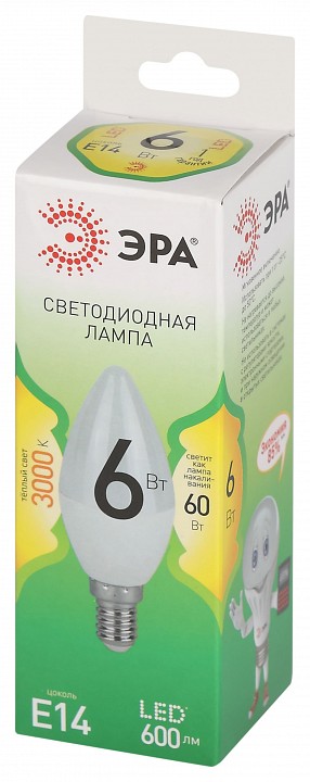 Лампа светодиодная Эра Green Line LED B35-6W-830-E14 GL