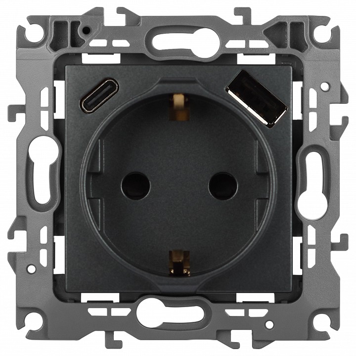 Розетка с заземлением и со шторкой и 2хUSB, без рамки Эра Эра 12 12-4108-12