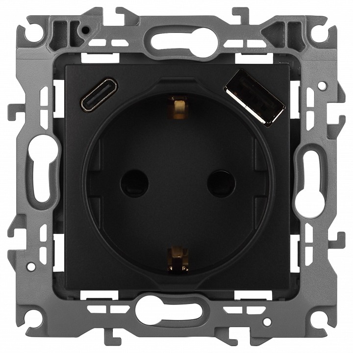 Розетка с заземлением и со шторкой и 2хUSB, без рамки Эра Эра 12 12-4108-05