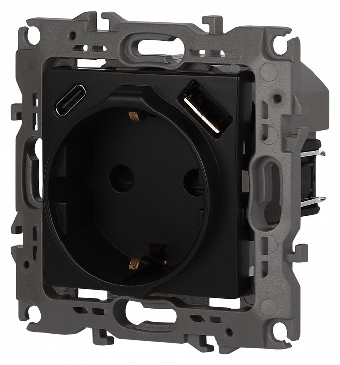 Розетка с заземлением и со шторкой и 2хUSB, без рамки Эра Эра 12 12-4108-05