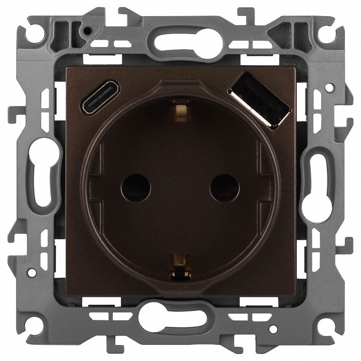 Розетка с заземлением и со шторкой и 2хUSB, без рамки Эра Эра 12 12-4108-13