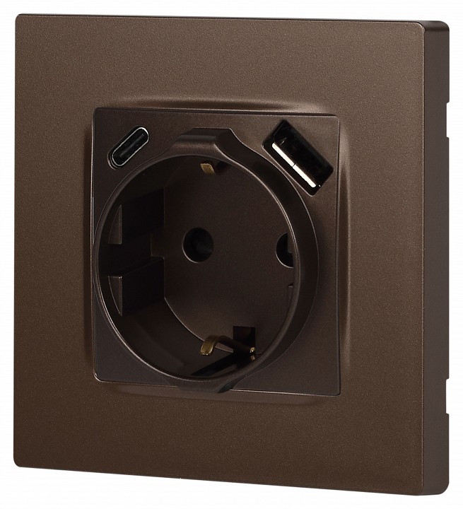 Розетка с заземлением и со шторкой и 2хUSB, без рамки Эра Эра 12 12-4108-13