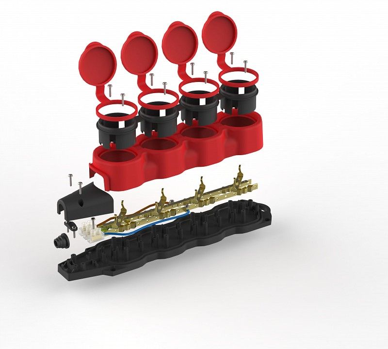 Колодка Эра  KX-4e-RED-IP44