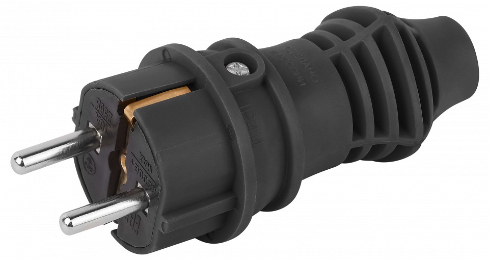 Вилка прямая ЭРА с заземлением IP44 VX13-B-IP44