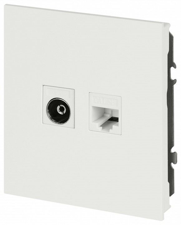 ТВ-розетка и розетка Ethernet RJ-45 без рамки Эра Arktik Б0070501