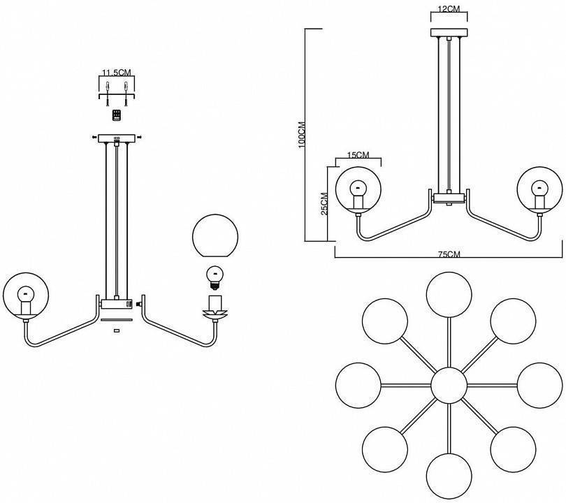 Подвесная люстра EVOLUCE Scorze 8 ламп SLE1097-303-08