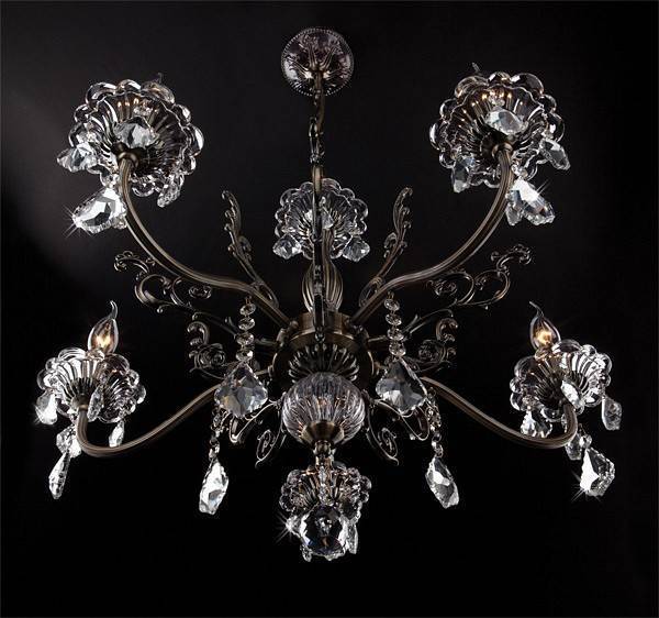 Подвесная люстра Eurosvet Elisha античная бронза/прозрачный хрусталь Strotskis 3281/5