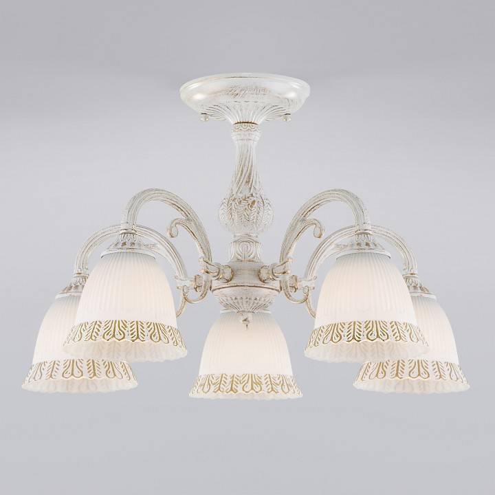 Люстра на штанге Eurosvet Campina 60107/5 белый с золотом 60107/5