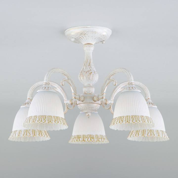 Люстра на штанге Eurosvet Campina 60107/5 белый с золотом 60107/5