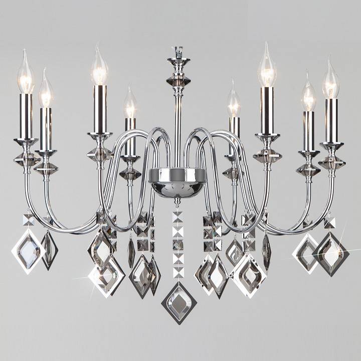 Подвесная люстра Eurosvet Telao хром дымчатый хрусталь Strotskis Smart 10120/8