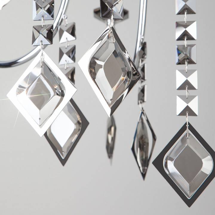 Подвесная люстра Eurosvet Telao хром дымчатый хрусталь Strotskis Smart 10120/8