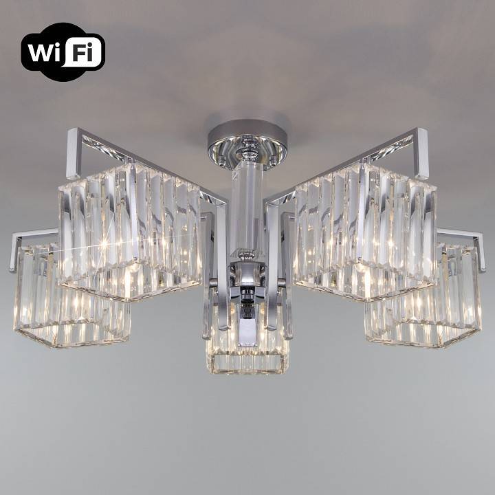 Люстра на штанге Eurosvet April 10126/5 хром/прозрачный хрусталь Strotskis Smart 10126/5