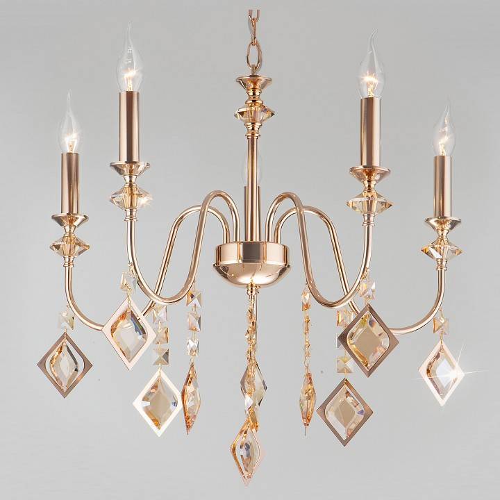 Подвесная люстра Eurosvet Telao золото тонированный хрусталь Strotskis Smart 10120/5