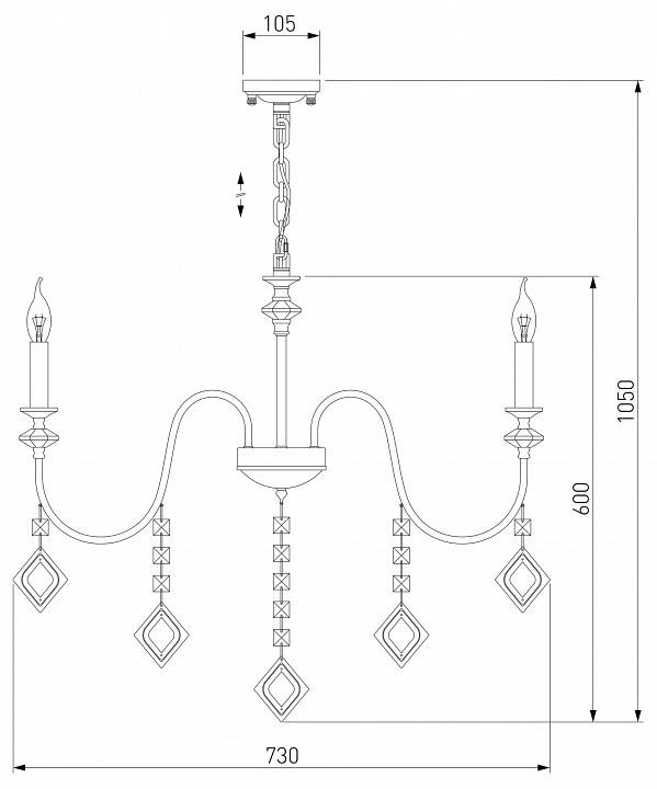 Подвесная люстра Eurosvet Telao 10120/8 золото тонированный хрусталь Strotskis Smart (10110/8) 10120/8